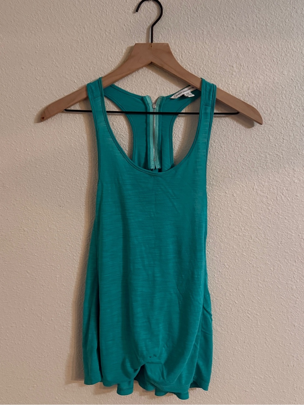 American Eagle Teal Racerback Tank Top with Zipper Accent